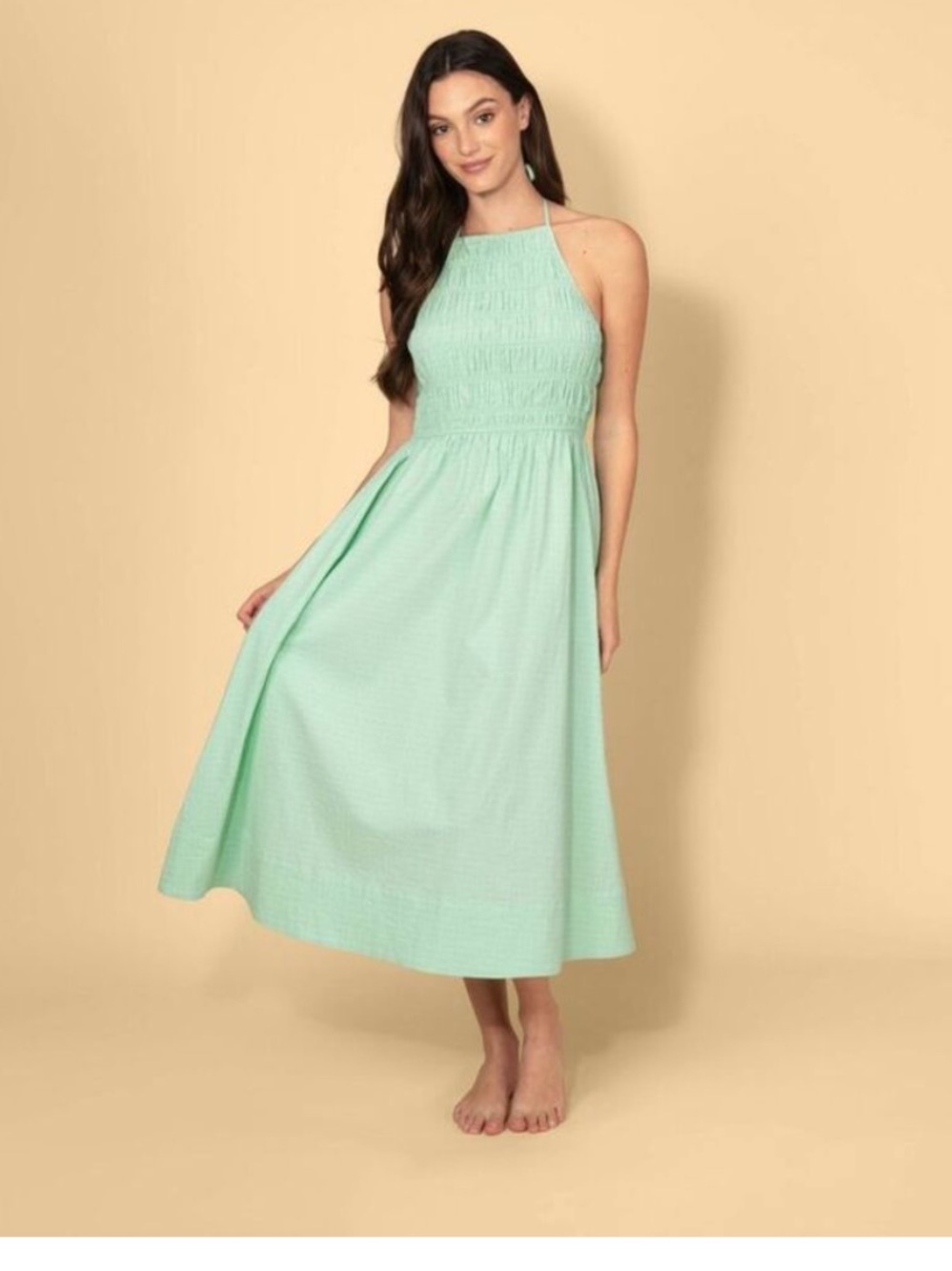 Solid & Striped Women's
Seersucker Smocked A-Line
Dress - Mint Green Check XL